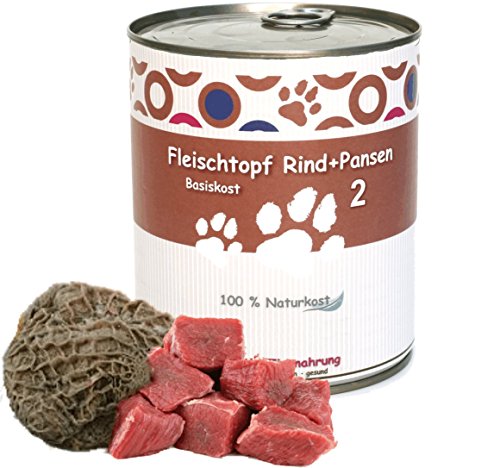 6 x 800 g - Wittis Fleischdosen für Hunde - garantiert OHNE künstliche Vitamine!!- Fleisch pur - Rind und Pansen - pur - Barf in Dosen - Dosenfutter ohne Zusätze