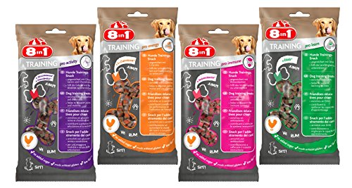 8in1 Training Treats Mix (Hunde Trainings-Snack mit funktionalem Zusatznutzen, Hunde-Leckerlie zur Belohnung, 4 Sorten im Einzelbeutel), 2er Pack (2 x 4 x 100 g)