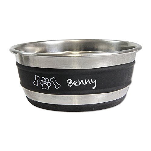 Beschriftbarer Hundenapf 500ml Schreiben Sie mit Kreide oder speziellem Faserschreiber den Namen Ihres Hundes auf diesen Napf Mit Anti Rutsch Ring