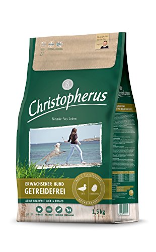 Christopherus Getreidefreie Vollnahrung für den ausgewachsenen Hund mit normaler Aktivität, Trockenfutter, Ente + Kartoffel, Ausgewachsener Hund, 1,5 kg Christopherus Getreidefreie Vollnahrung für den ausgewachsenen Hund mit normaler Aktivität, Trockenfutter, Ente + Kartoffel, Ausgewachsener Hund, 1,5 kg