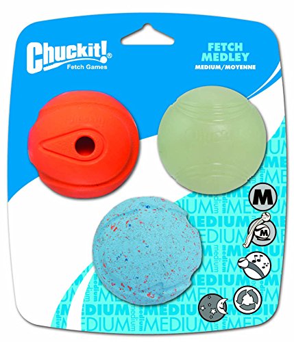 Chuckit Fetch Medley Asst Ball für Hunde Farbe zufällige Größe M 3-teilig