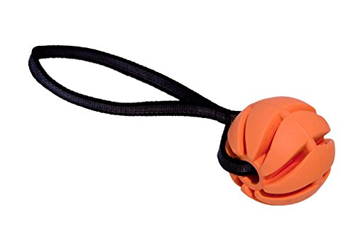 CopcoPet - hundeballspirale mit gummierter Handschlaufe Gr.: 6 cm Ø Orange