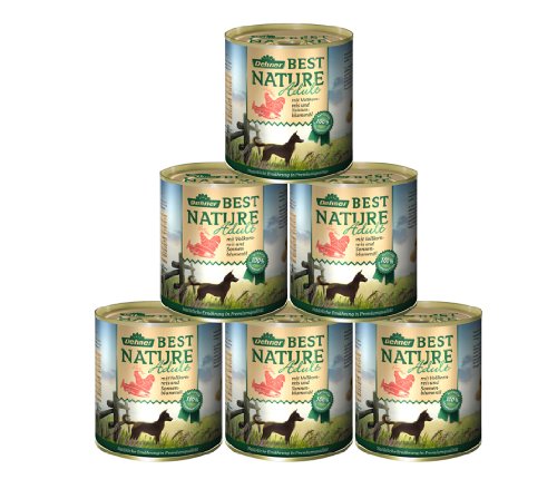 Dehner Best Nature Hundefutter, Adult Lachs und Geflügel mit Reis, 6 x 800 g (4.8 kg)