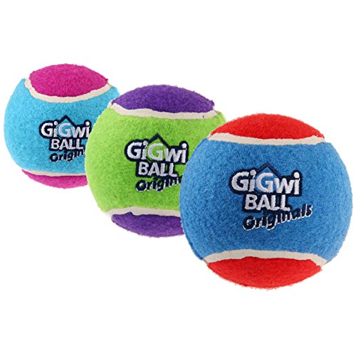 GiGwi 6120 Hundespielzeug schwimmfähiger Tennisball mit Quietscher, 3-er Pack, Hundeball / Spielball, XS