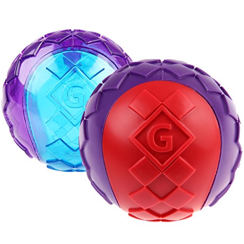 GiGwi 6410 Hundespielzeug schwimmfähiger G-Ball mit Quietscher, 2-er Pack, Hundeball / Spielball, M