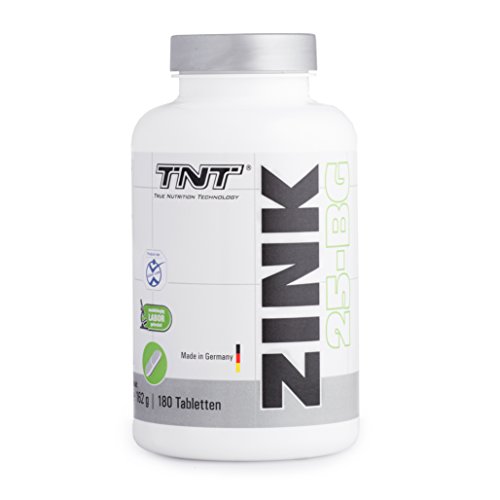 Hochdosierte Zink-Tabletten in Deutscher Premium Qualität | Zinkmangel vorbeugen und Symptome bekämpfen mit Zink & Histidin | Immunsystem stärken, Hautbild reparieren | TNT Zink 25-BG - 180 Tabletten