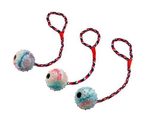 Hundespielzeug: 3 x Ball am Seil Ø 6cm #83496