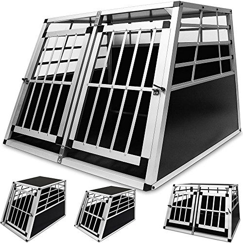 Hundetransportbox Doppel aus leichtem Alu mit verschließbarer Tür 104 x 91cm