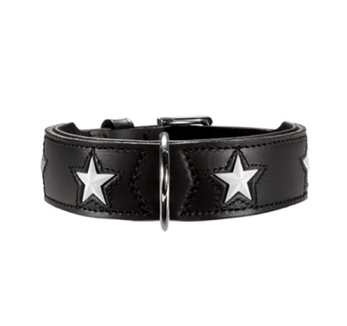 Hunter Halsband Magic Star Schwarz/Schwarz Hundehalsband Hunde Lederhalsband Hunter Halsband Magic Star Schwarz/Schwarz Hundehalsband Hunde Lederhalsband