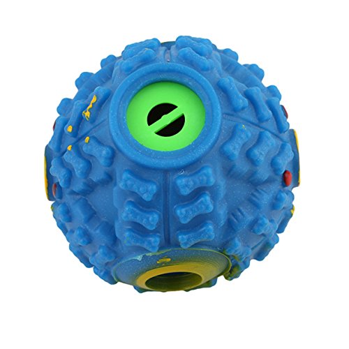 Lalang Haustier Lebensmittel Ball Wurfball Hunde Intelligenz Training beißen resistent Toy Squeeker Interaktives Spielzeug (blau)