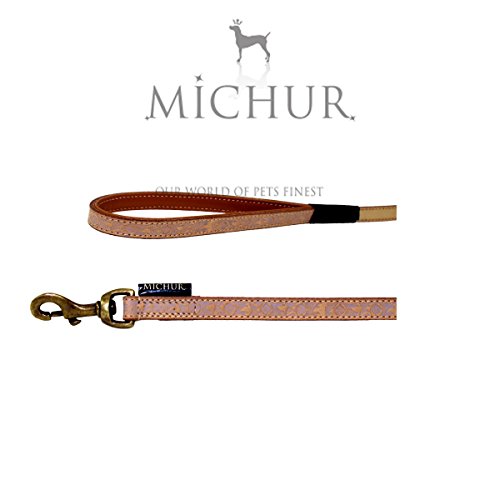 Michur Creek Leine, Hundeleine, Flachleine, Lederleine, Beige, 130cm Michur Creek Leine, Hundeleine, Flachleine, Lederleine, Beige, 130cm