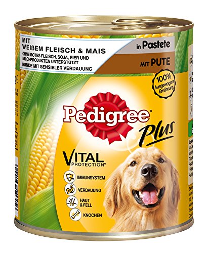 Pedigree Adult Plus Hundefutter weißem Fleisch und Mais - Pute, 12 Dosen (12 x 800 g)