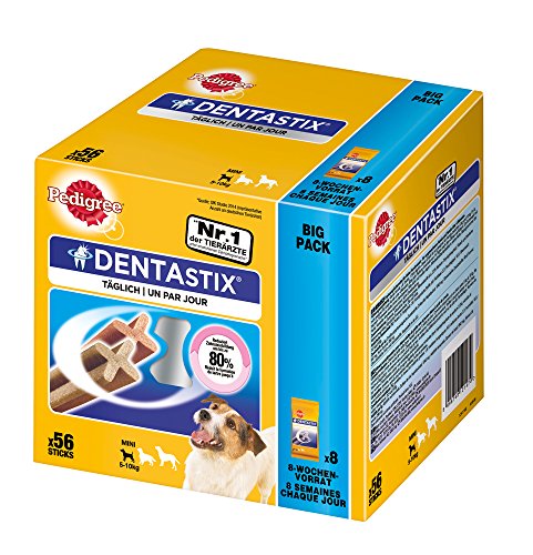 Pedigree DentaStix Hundesnack für kleine Hunde (5-10kg), Zahnpflege-Snack mit Huhn und Rind, 1 Packung je 56 Stück (1 x 880 g)