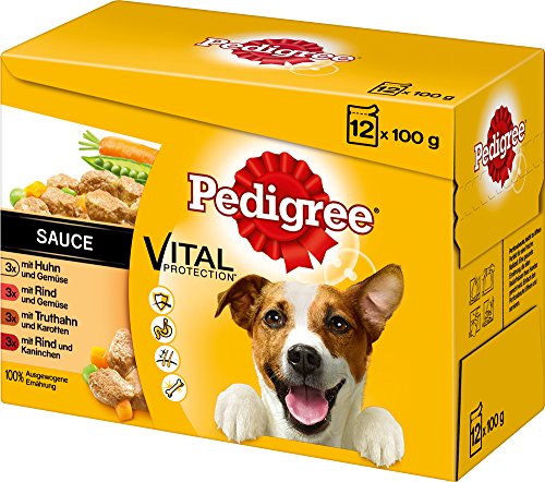 Pedigree Hundefutter in Sauce, 48 Beutel (4 x 12 x 100g)