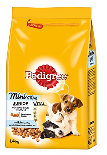 Pedigree Junior Mini Hundefutter mit Huhn und Reis, 6er Pack (6 x 1,4 kg)
