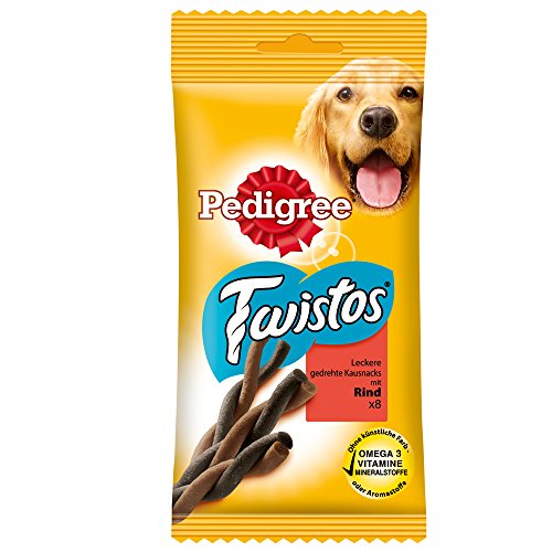 Pedigree Twistos Hundesnack mit Rind, 3 Packungen je 8 Stück (3 x 140 g)