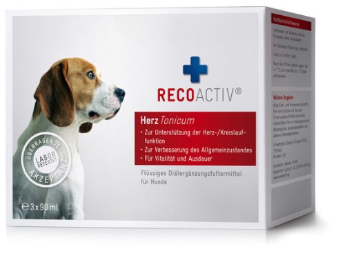 RECOACTIV Herz Tonicum für Hunde 3 x 90 ml - für ältere und schwächere Tiere, bei Herzinsuffizienz - Naturprodukt, deutscher Hersteller