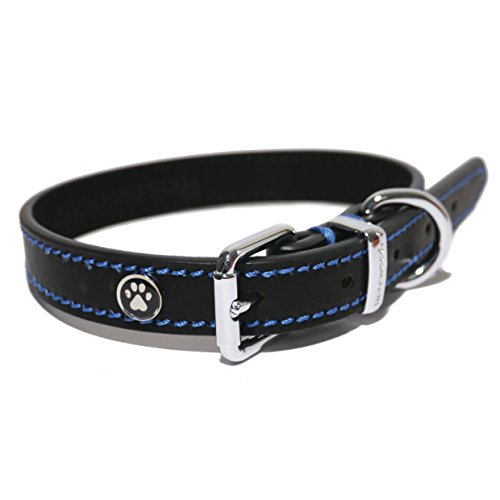 Rosewood 04002 Leder-Hundehalsband für Halsumfang von 25.4-35.6 cm, schwarz