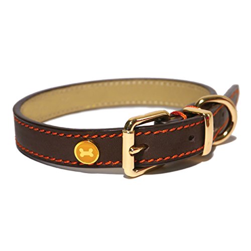 Rosewood 04017 Leder-Hundehalsband für Halsumfang von 35.6-45.7 cm, braun