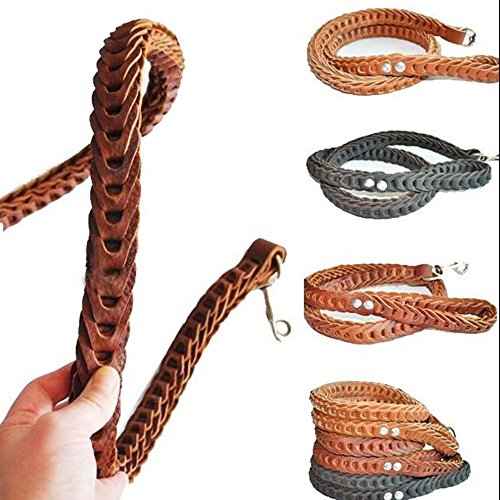 Saflyse Geflochtene Stitching Leder Hundeleine leine f. große Hunde zufällige Farbe (Schwarz, braun und Dunkelbraun )