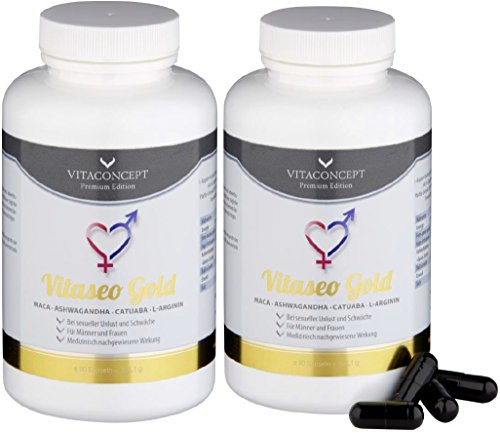 Spar Pack - 2x VITASEO Gold - L-Arginin - MACA -Tribulus terrestris - Ashwagandha - unser Stärkstes Potenzmittel - Luststeigerung - Sport - für Mann und Frau - VITACONCEPT