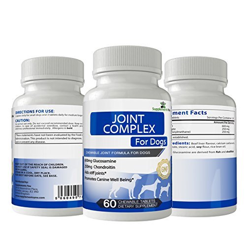 SupplementsYou - Nahrungsergänzungsmittel für Hunde - Gelenke-Komplex - 60 Kautabletten mit einer riesigen Menge - 600 mg - Glucosamin und 250mg Chondroitin, um die steifen Gelenke Ihres Hundes zu unterstützen und das WOHLBEFINDEN VON HUNDEN zu steigern