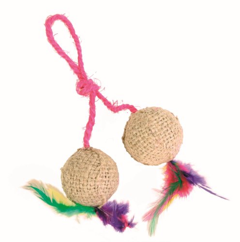 Trixie 2 Bälle am Seil, Jute, ø 4,5 cm