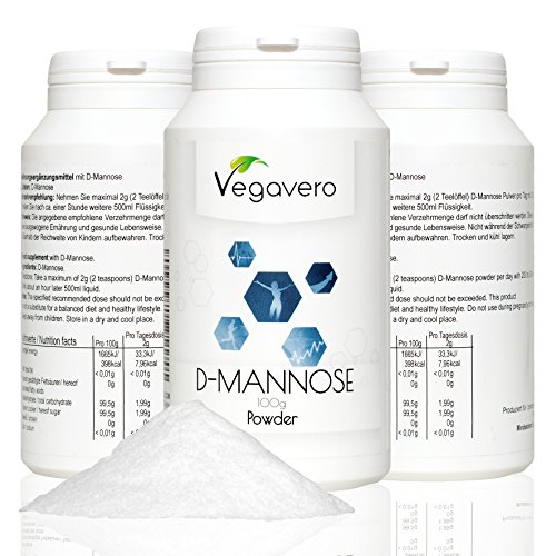 Vegavero D-Mannose Pulver 3 x 100g (2+1 gratis) | naturbelassen ▪ hochdosiert ▪ rein | Unterstützung der Gesundheit von Blase | Apothekenbescheinigung | Zufriedenheitsgarantie