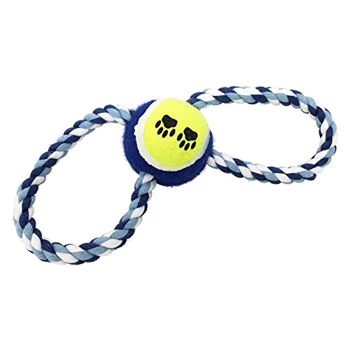 WOLTU Hundespielzeug Ball am Seil Hundeball Apportierspielzeug Wurfspielzeug Zahnpflege Blau HTS2055bl