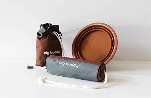 big buddy® Outdoor activities 3er Set faltbarer Silikonnapf Dummy Snackbag Braun