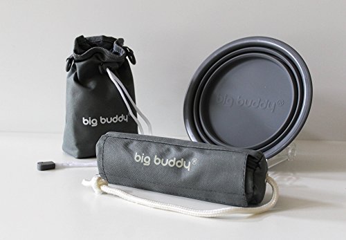 big buddy® Outdoor activities 3er Set faltbarer Silikonnapf Dummy Snackbag Grau