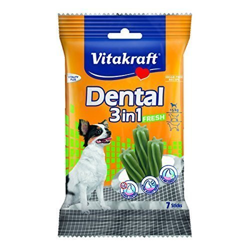 Vitakraft Dental 3in1 Fresh - Zahnpflege-Snack für Hunde bis 5 kg - 7 Sticks