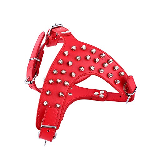 Verstellbare Hundegeschirr Spikes Nieten Leder Brustgeschirr Hund Brust Gürtel Sicherheitsgeschirre aus weichem Leder