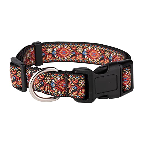 Hundehalsbänder für kleine, mittelgroße und große Hunde – Designermuster auf langlebigem, verstellbarem, robustem Halsband, erhältlich in tollen Mustern und Farben Rotes gewebtes Hundehalsband