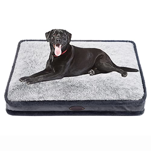 DEBANG HOME Large Dog Bed for Large Dogs,Dog Beds for Medium Dogs,Small Dog Bed,Waterproof Dog Bed，Calming Dog Bed，Anxiety Comfy Durable Pet Beds with Removable Washable Cover (XL, Grau/weiß)