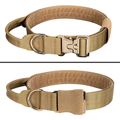 EXCELLENT ELITE SPANKER Tactical Hundehalsband mit Griff Nylon Halsband Hund Einstellbar 16"-23" Weiches mit Griff für Hundehalsband Große Hunde Schwarz Braun(Braun)