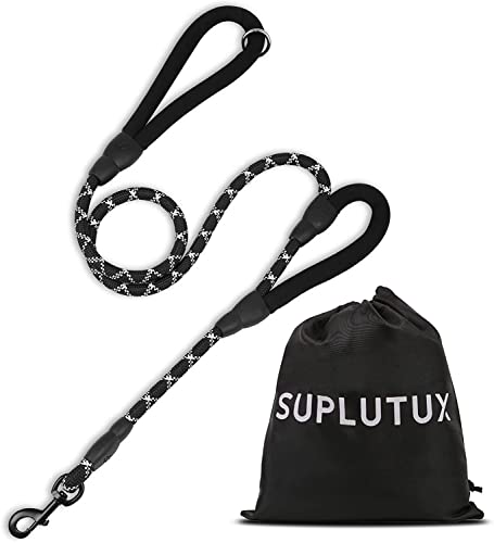 SuplutuX Hundeleine mit Zwei Gepolsterten Griffen, 1.8m Starke, Robuste Führleine für Hunde mit Reflektierend Streifen, Laufleine für Mittelgroße bis große Hunde