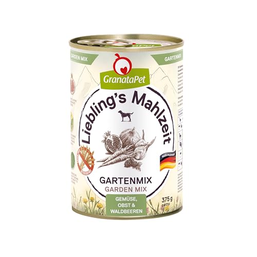 GranataPet Liebling's Mahlzeit Gartenmix PUR, 6 x 375 g, Ergänzungsfuttermittel für Hunde, Hundefutter ohne Getreide, Alleinfuttermittel mit hohem Fleischanteil & hochwertigen Ölen