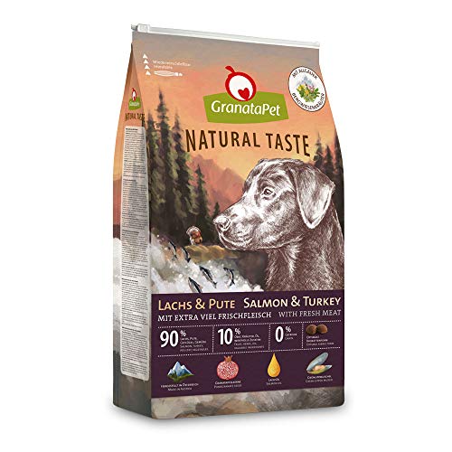 GranataPet Natural Taste Lachs & Pute, 12 kg, Trockenfutter für Hunde, Hundefutter ohne Getreide & ohne Zuckerzusätze, Alleinfuttermittel für ausgewachsene Hunde