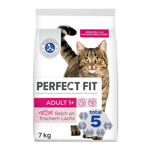 PERFECT FIT Adult Trockenfutter für erwachsene Katzen ab 1 Jahr - Lachs, 7 kg (1 Beutel) PERFECT FIT Adult Trockenfutter für erwachsene Katzen ab 1 Jahr - Lachs, 7 kg (1 Beutel)