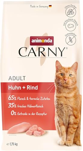 animonda Carny Katzen Trockenfutter Huhn und Rind (1 x 1,75 kg), Trockenfutter für ausgewachsene Katzen ohne Zucker und Getreide, mit frischem Hühnerfleisch und Rinderprotein animonda Carny Katzen Trockenfutter Huhn und Rind (1 x 1,75 kg), Trockenfutter für ausgewachsene Katzen ohne Zucker und Getreide, mit frischem Hühnerfleisch und Rinderprotein