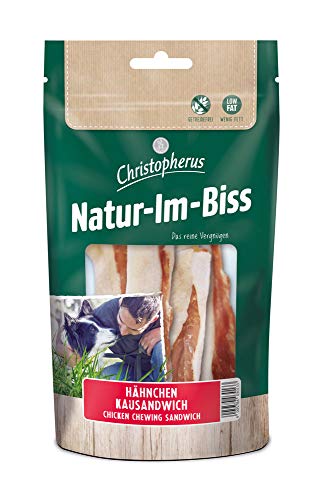 Christopherus Kausticks für Hunde, Hähnchen-Kausandwich, Warmluftgetrocknet, Natur-Im-Biss, 70 g Christopherus Kausticks für Hunde, Hähnchen-Kausandwich, Warmluftgetrocknet, Natur-Im-Biss, 70 g