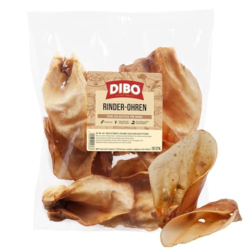 DIBO Rinderohren, 10er-Beutel, der kleine Naturkau-Snack oder Leckerli für Zwischendurch, Hundefutter, Qualitätskauartikel ohne Chemie DIBO Rinderohren, 10er-Beutel, der kleine Naturkau-Snack oder Leckerli für Zwischendurch, Hundefutter, Qualitätskauartikel ohne Chemie