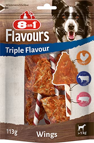8in1 Triple Flavour Wings Kaustangen für Hunde - Kausnacks mit extra viel Fleisch, 113g Beutel (ca. 6 Stück) 8in1 Triple Flavour Wings Kaustangen für Hunde - Kausnacks mit extra viel Fleisch, 113g Beutel (ca. 6 Stück)
