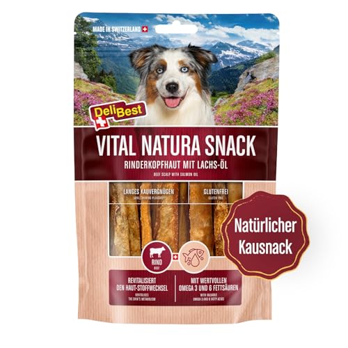 DeliBest Vital Natura Snack Wildlachsöl I Omega3 I Kausnack für Hunde I für jedes Alter I auch zur Zahnreinigung geeignet I natürlicher Kausnack I 200g Packung DeliBest Vital Natura Snack Wildlachsöl I Omega3 I Kausnack für Hunde I für jedes Alter I auch zur Zahnreinigung geeignet I natürlicher Kausnack I 200g Packung