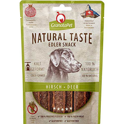 GranataPet Natural Taste Edler Snack Hirsch, Hundeleckerli ohne Getreide & ohne Zuckerzusätze, Belohnung für zwischendurch, schmackhafter Hundesnack, 90 g GranataPet Natural Taste Edler Snack Hirsch, Hundeleckerli ohne Getreide & ohne Zuckerzusätze, Belohnung für zwischendurch, schmackhafter Hundesnack, 90 g