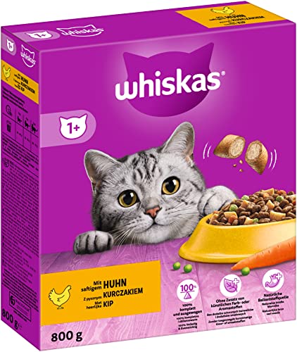 Whiskas Adult 1+ Trockenfutter Huhn, 5x800g (5 Packungen) - Katzentrockenfutter für erwachsene Katzen - unterschiedliche Produktverpackungen erhältlich Whiskas Adult 1+ Trockenfutter Huhn, 5x800g (5 Packungen) - Katzentrockenfutter für erwachsene Katzen - unterschiedliche Produktverpackungen erhältlich